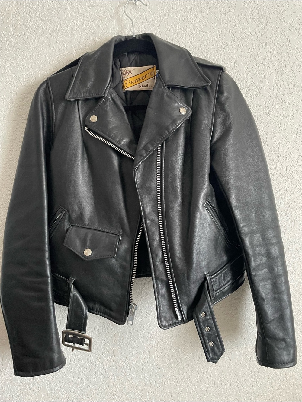 Schott NYC Vintage Black Leather Perfecto Motorcycle Jacket